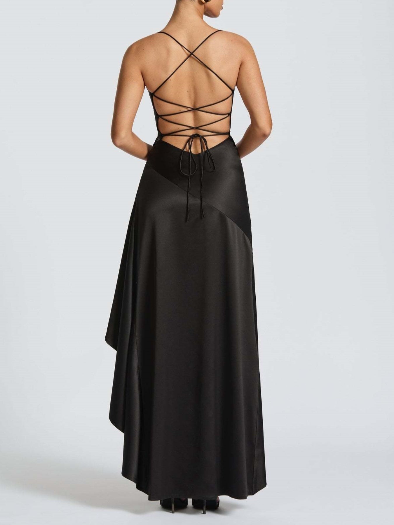 Ruffle High-Slit Maxi Dress