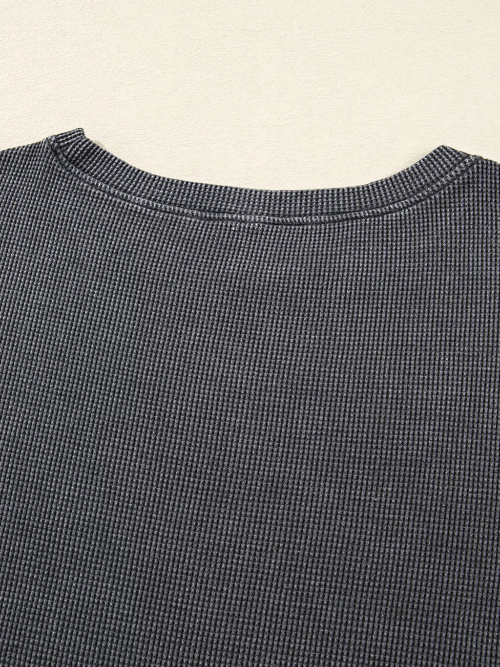 Waffle Knit Patchwork Long Sleeve Loose Sweatshirt