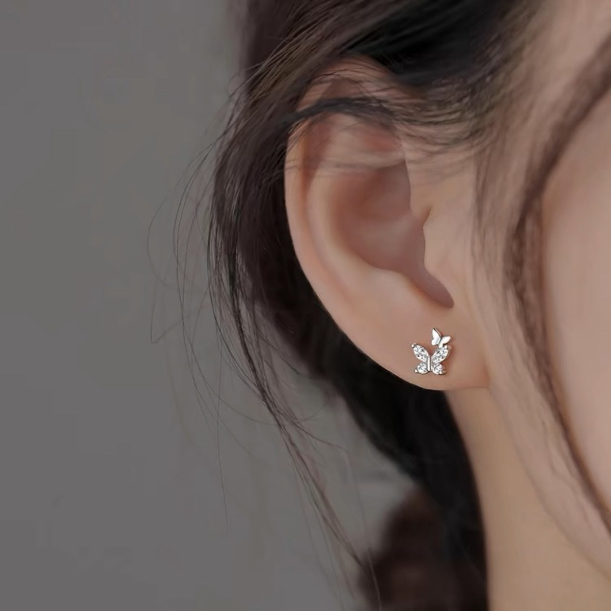 925 Sterling Silver Butterfly Stud Earrings