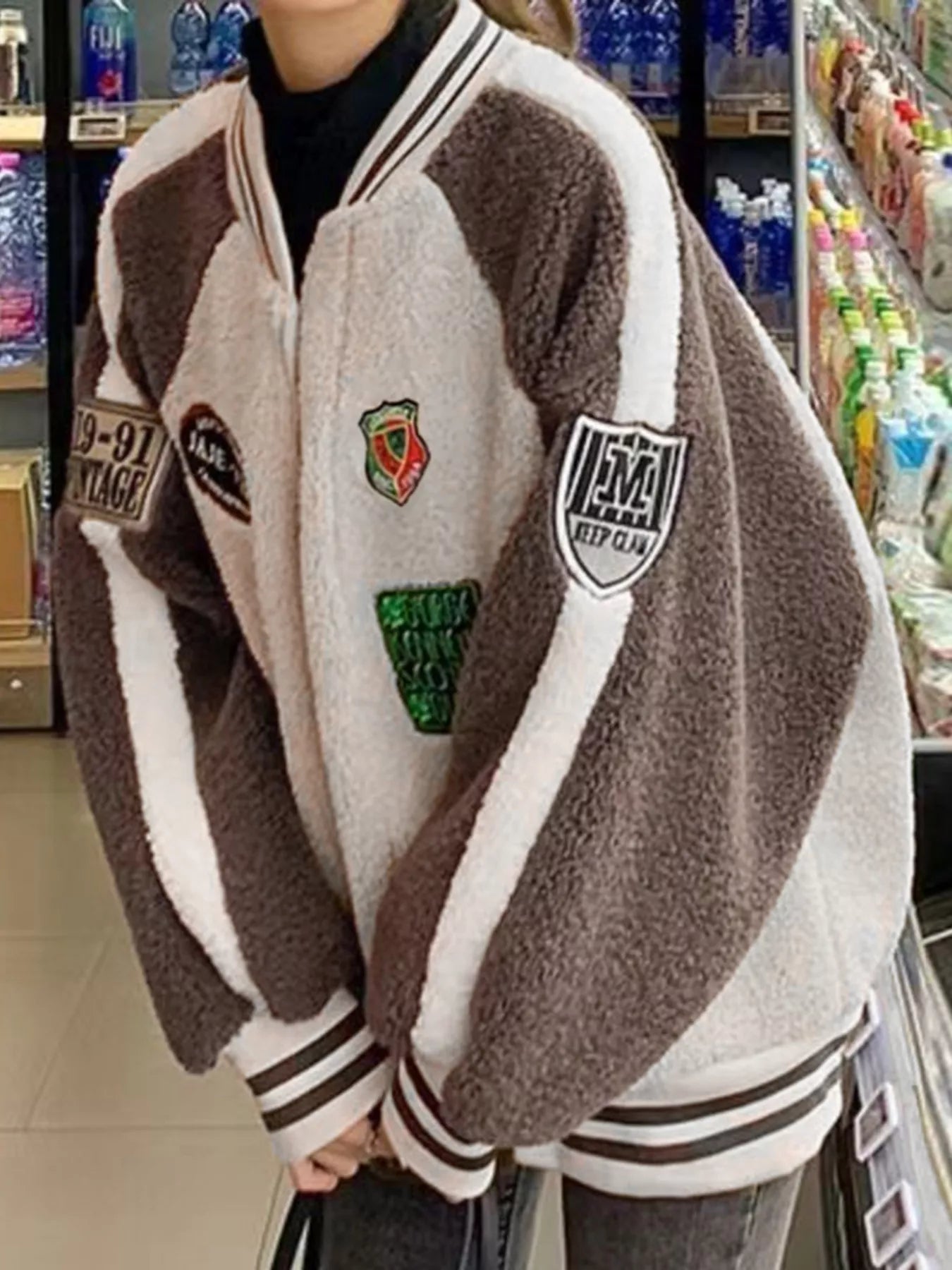 Zip Up Raglan Sleeve Fleece Jacket