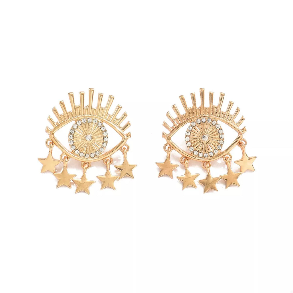 18K Gold-Plated Evil Eye Star Earrings