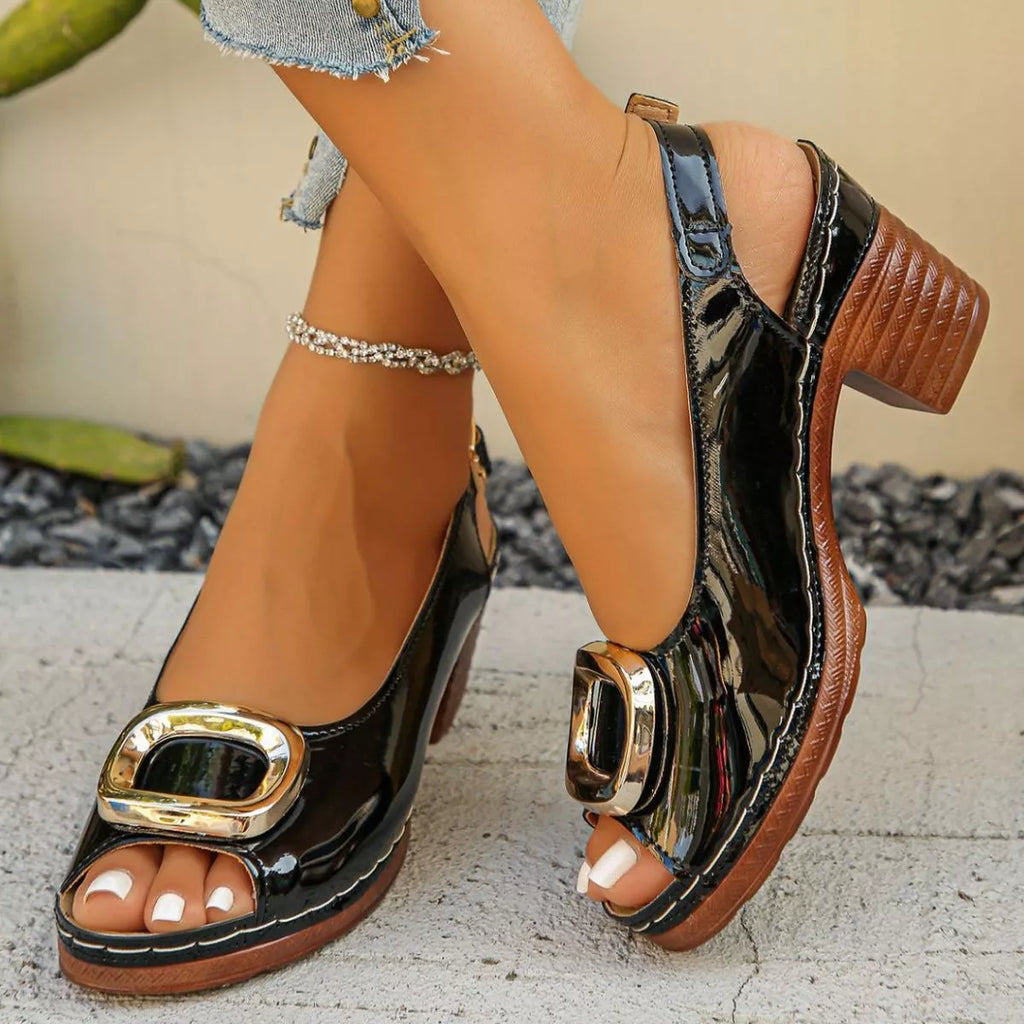 Peep Toe Block Heels Sandals