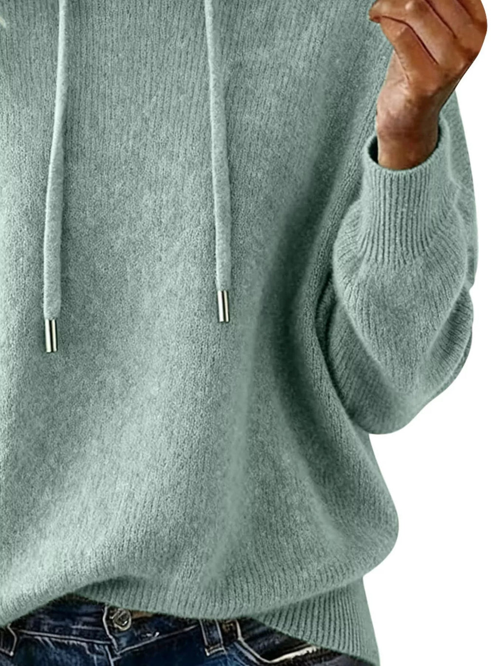 Drawstring Long Sleeve Hooded Sweater