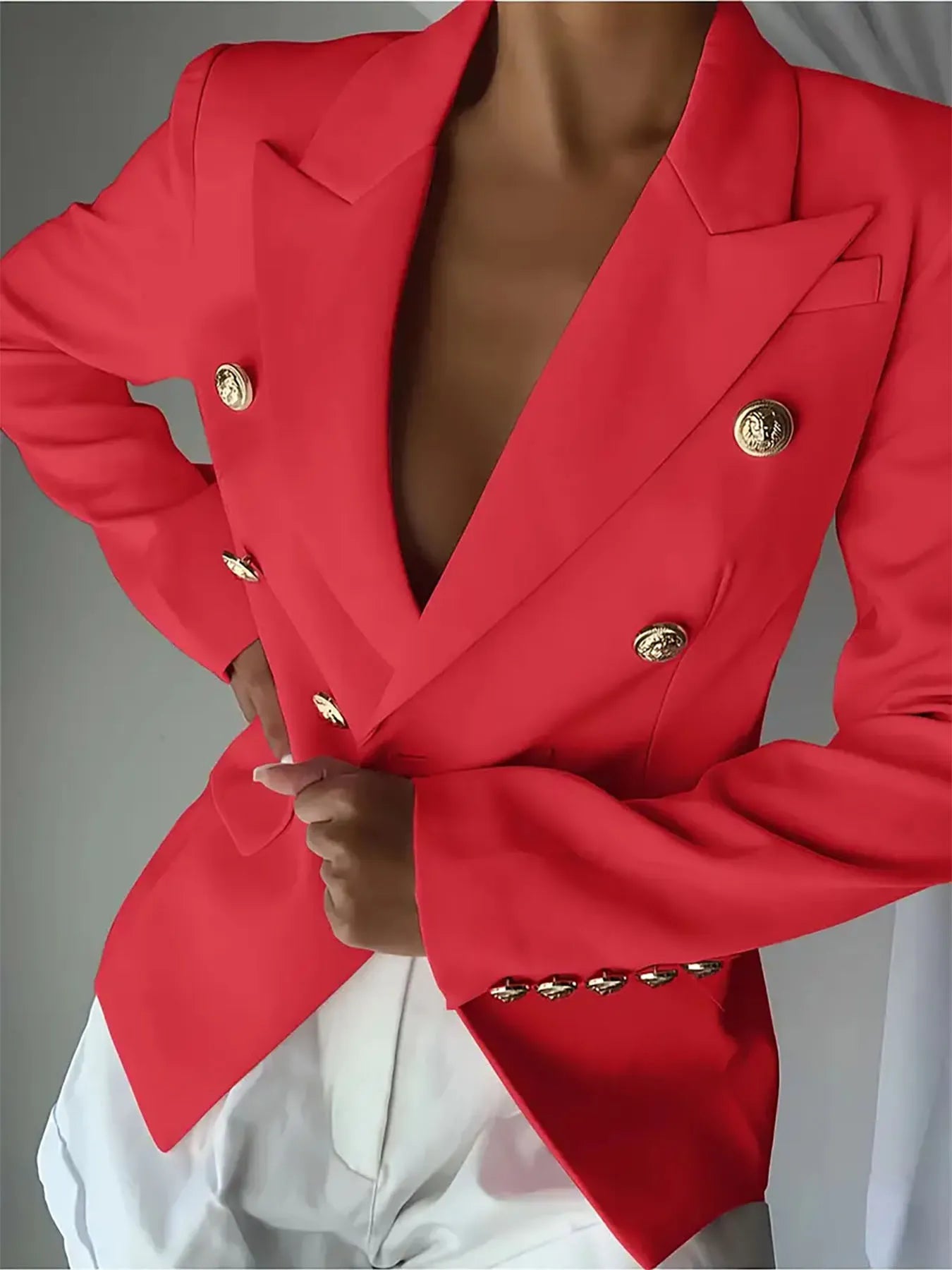 Decor Button Lapel Collar Blazer
