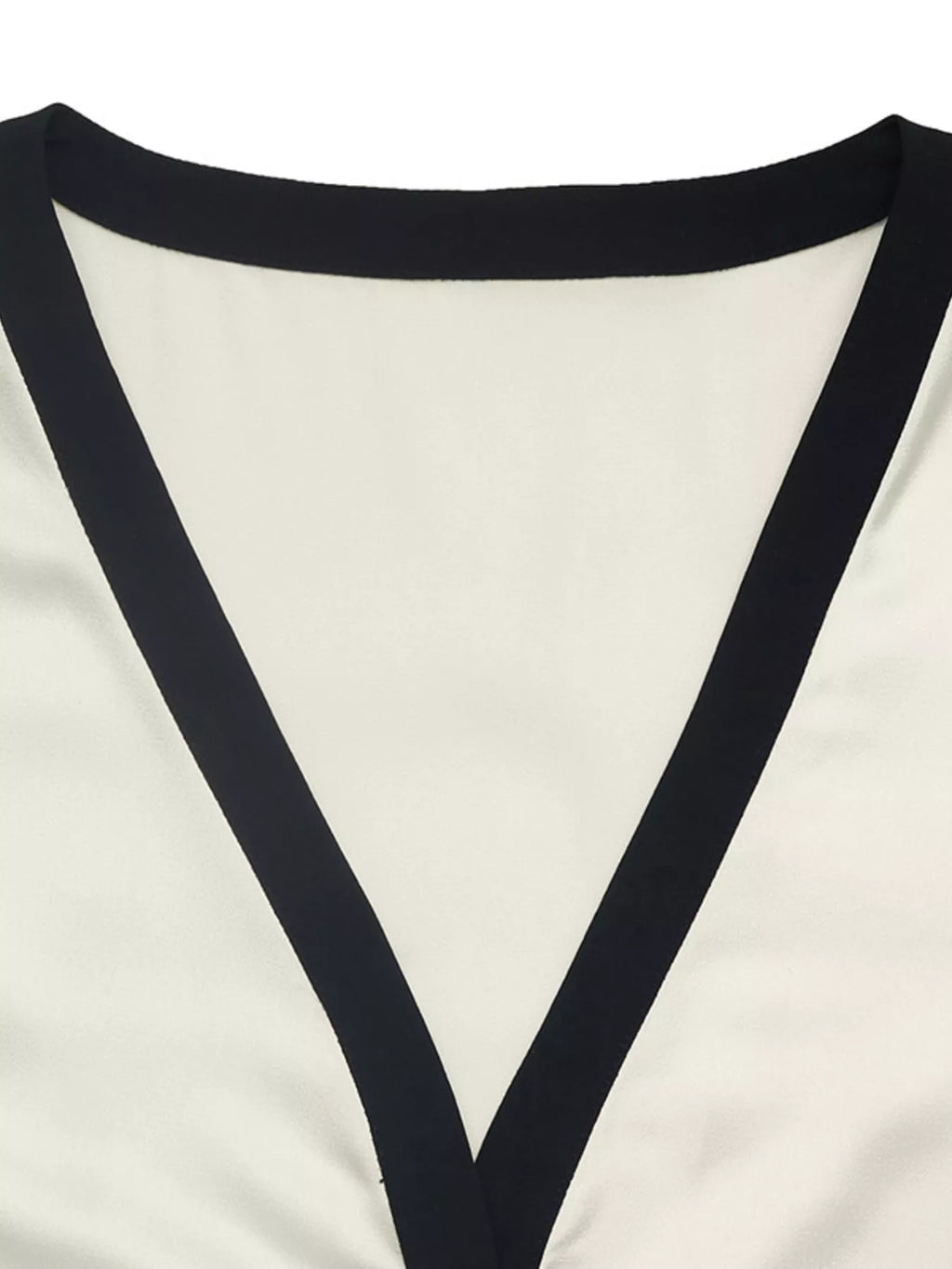 Contrast Trim V-Neck Blouse