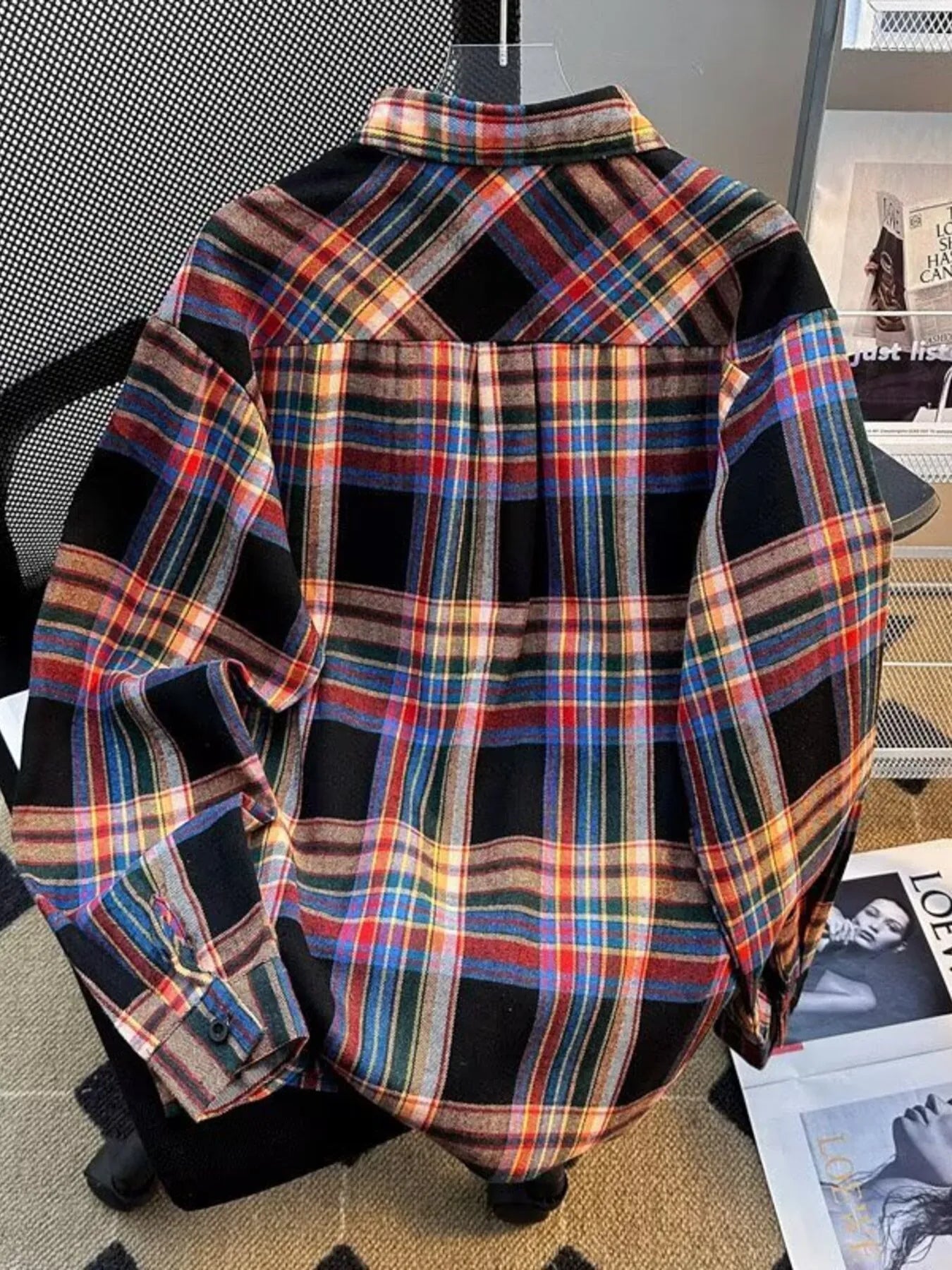 Men's Full Size Vintage Plaid Flannel Button-Down Shirt Plus Size