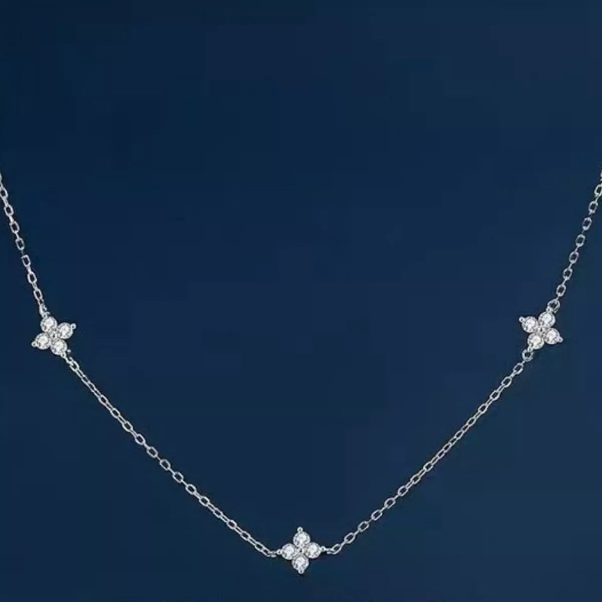 925 Sterling Silver Clover Charm Necklace