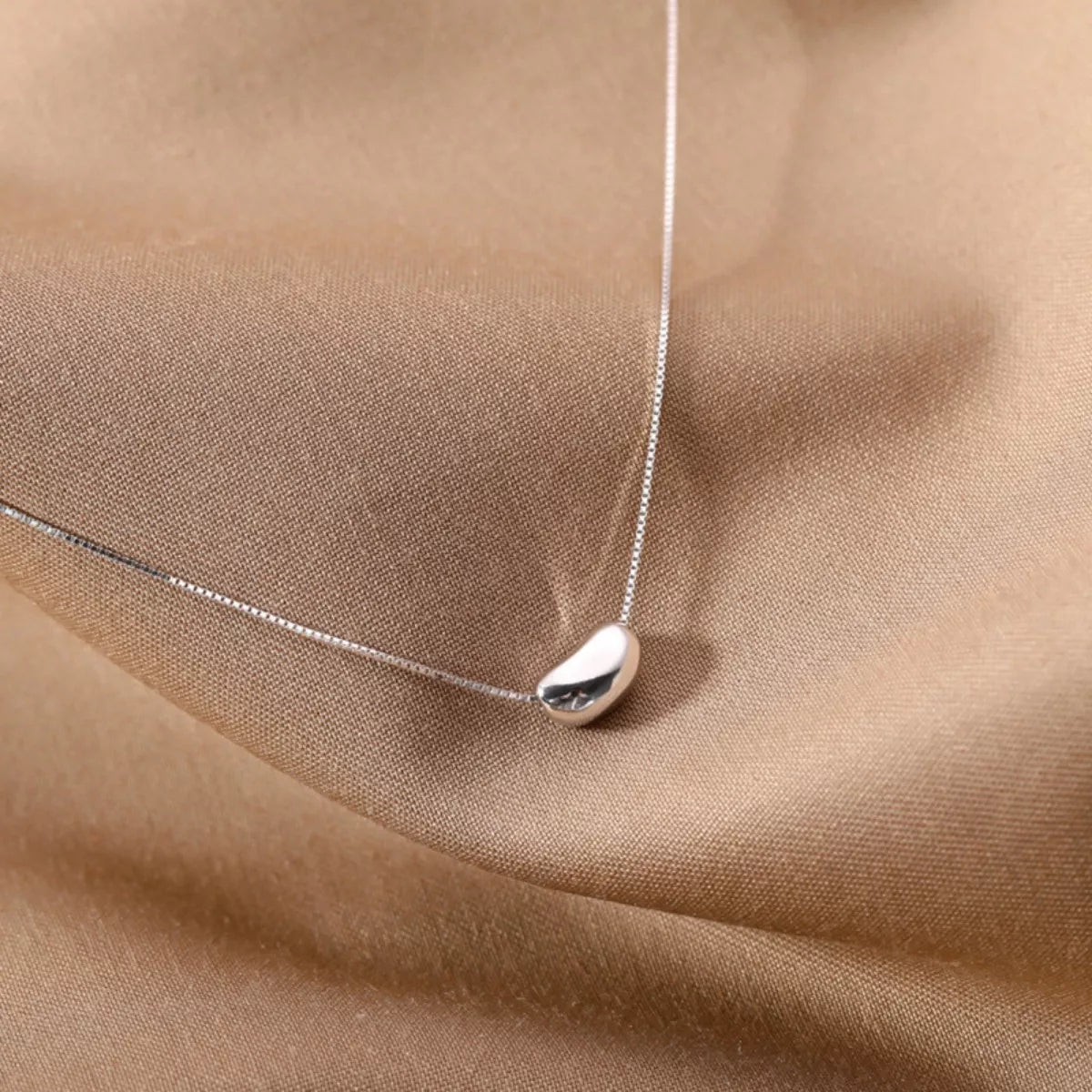 925 Sterling Silver Bean Pendant Necklace