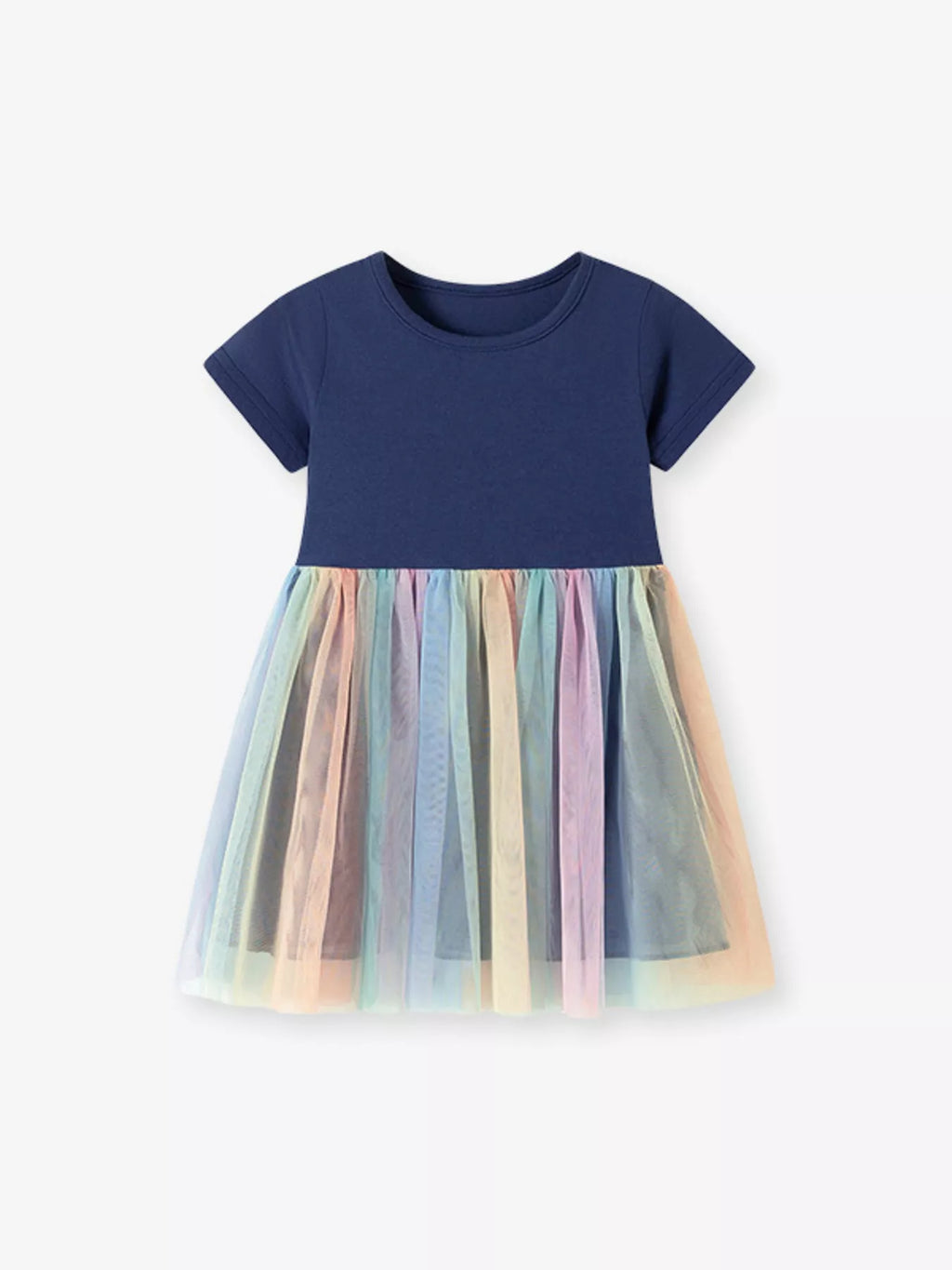 Children's Short Sleeve Rainbow Tulle Dress