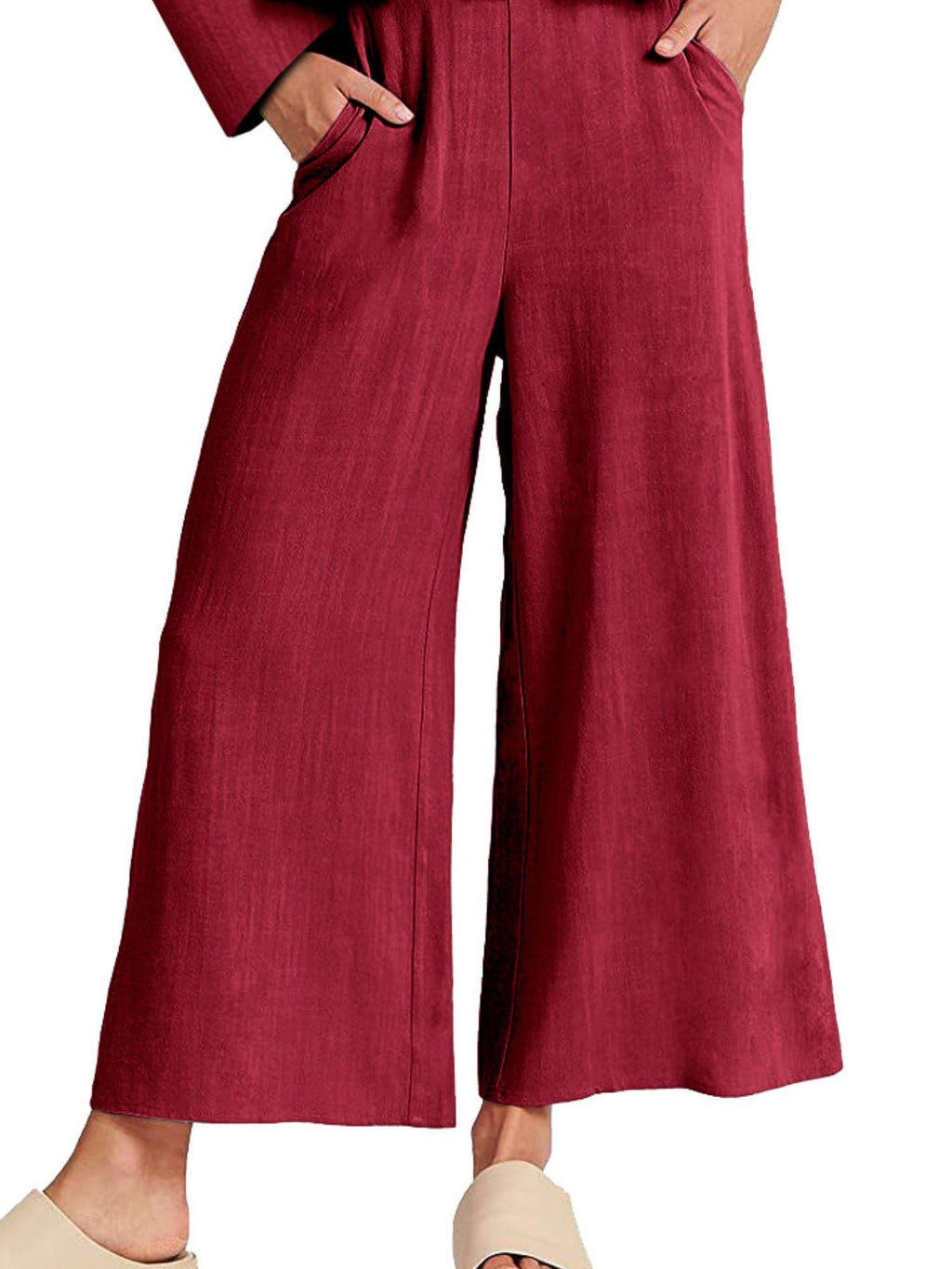 Full Size Ruffled Hem Long Sleeve Top and Pants Set Plus Size