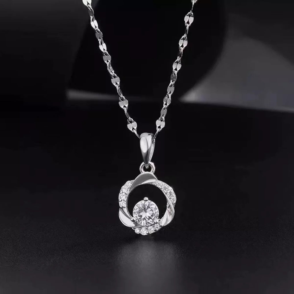 925 Sterling Silver Zircon Pendant Necklace