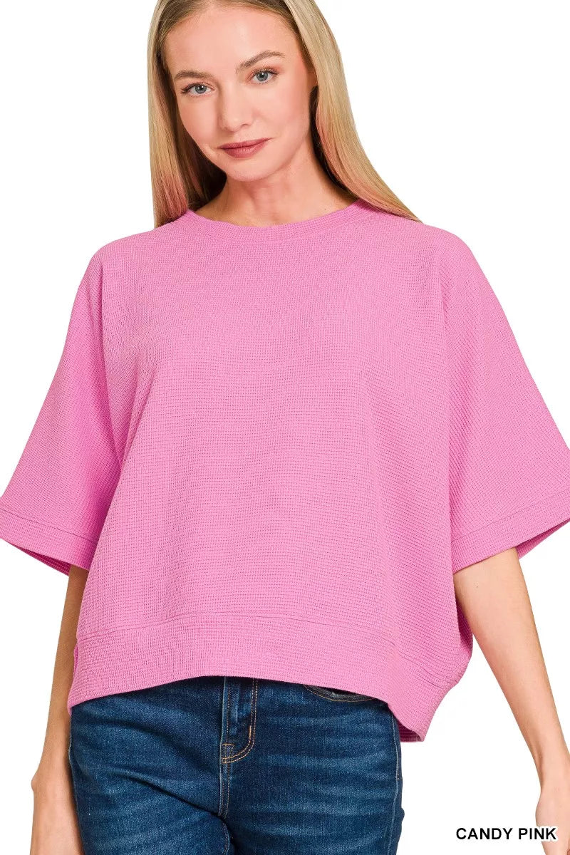 Zenana Double Knit Banded Bottom Short Sleeve Top