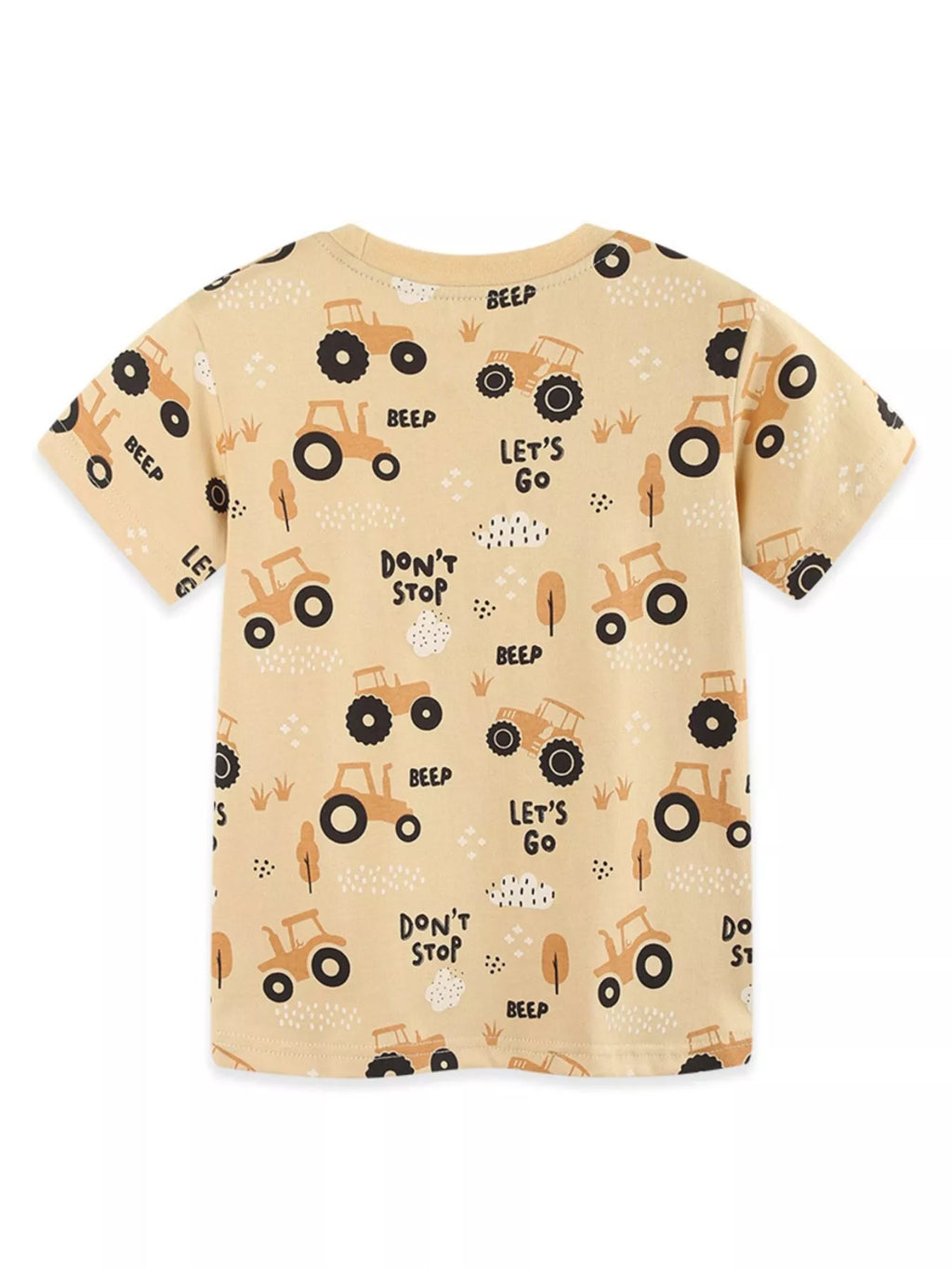 Children's Tractor Print Crew Neck Short Sleeve T-Shirt