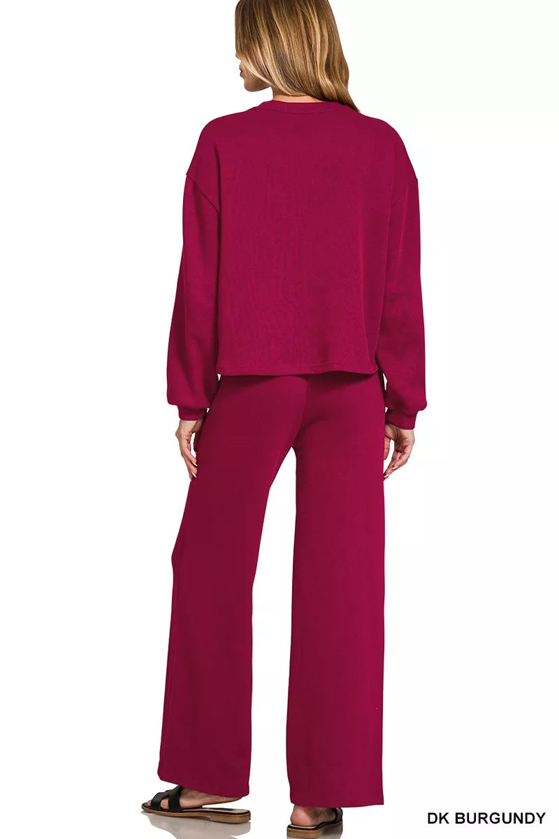 Zenana French Rib Pullover and Pants Set
