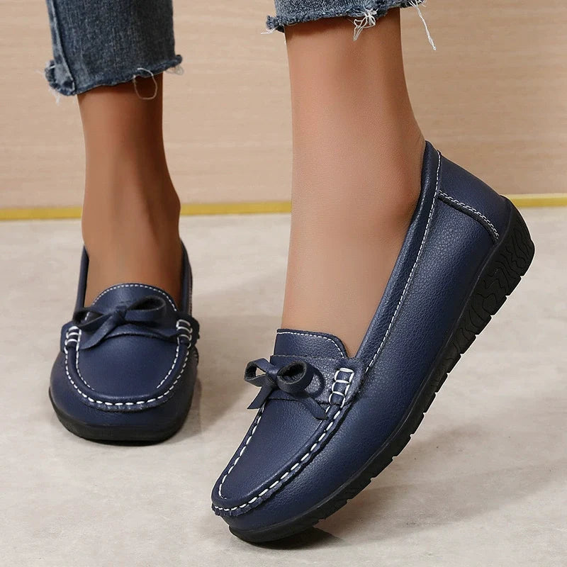 Bow Decor Round Toe Slip-Ons