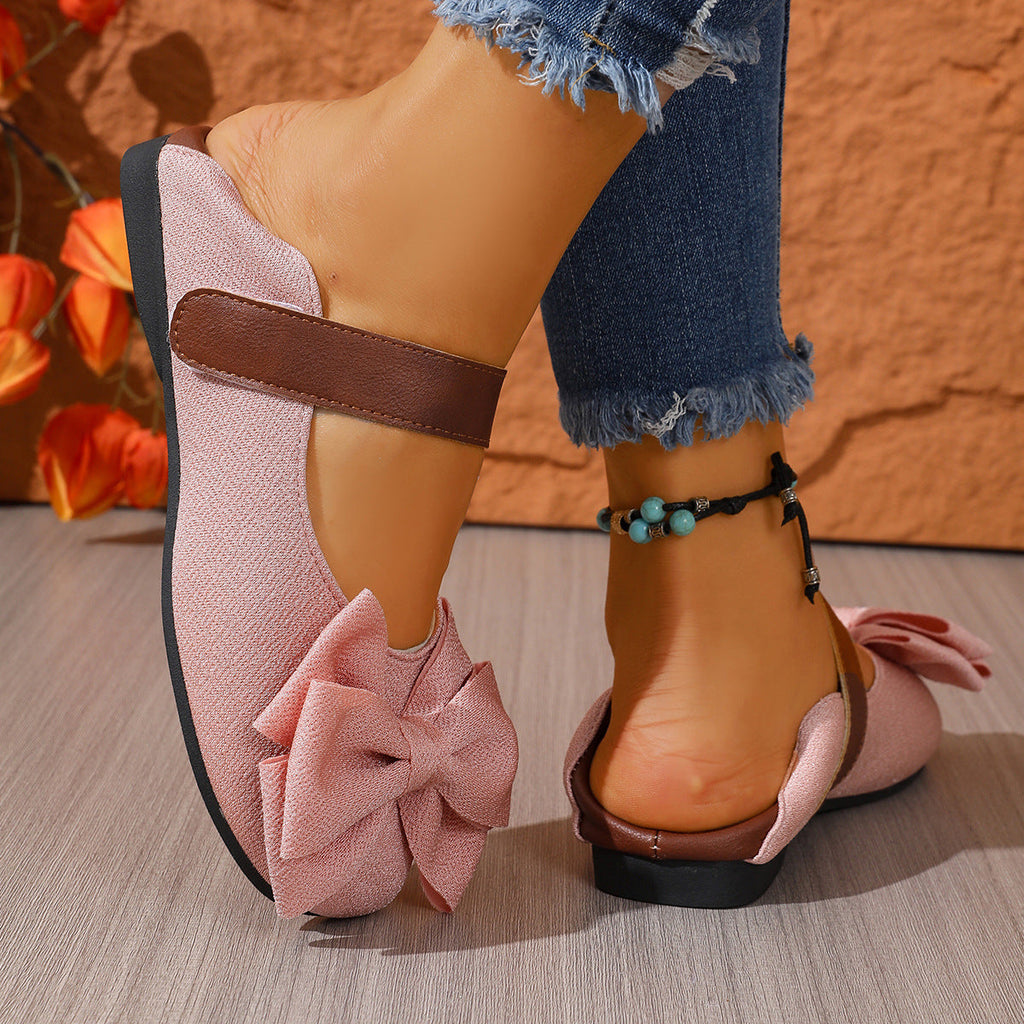 Bow Decor Round Toe Slip-Ons