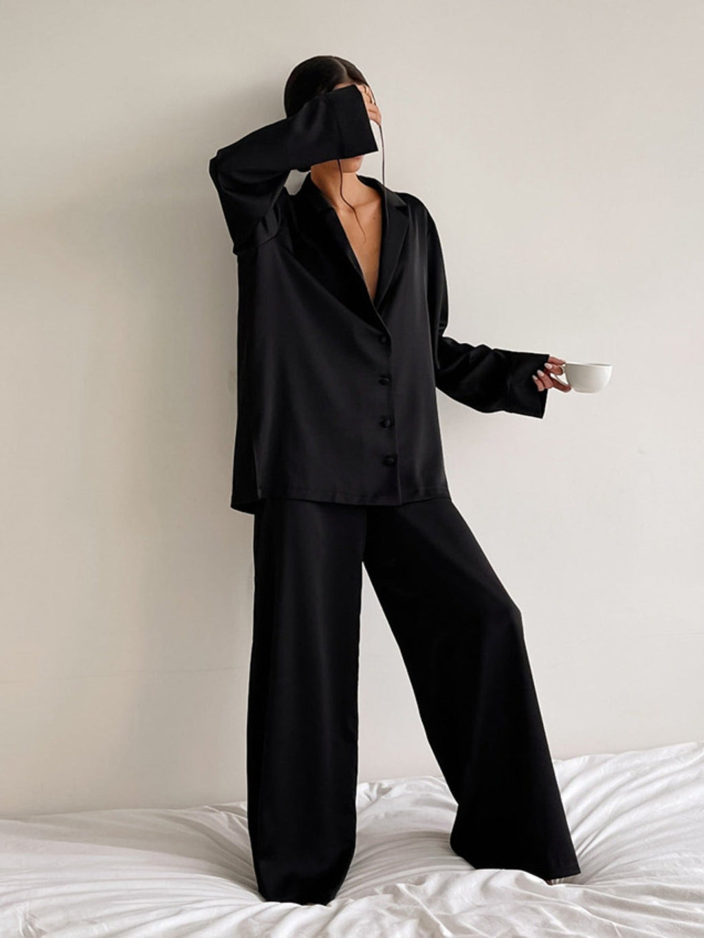 Long Sleeve Top and Wide Leg Pants Lounge Set