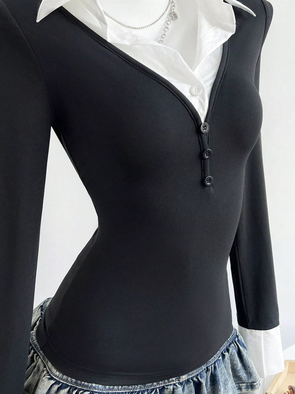 Long Sleeve Polo Collar Slim Fit T-Shirt