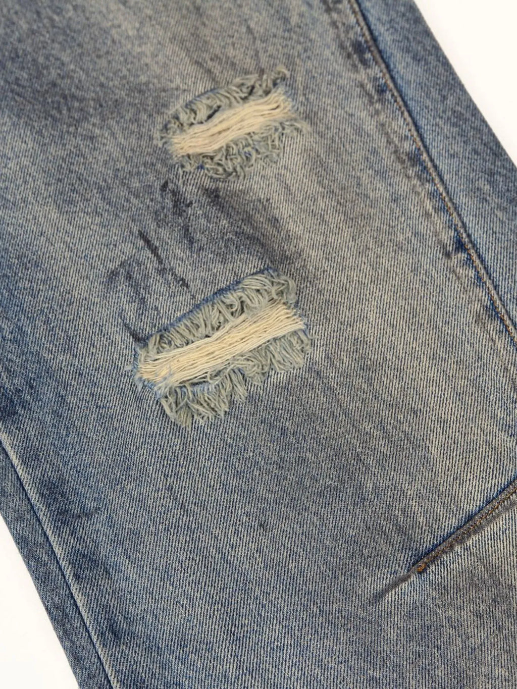 Men's Distressed Washed Straight Jeans