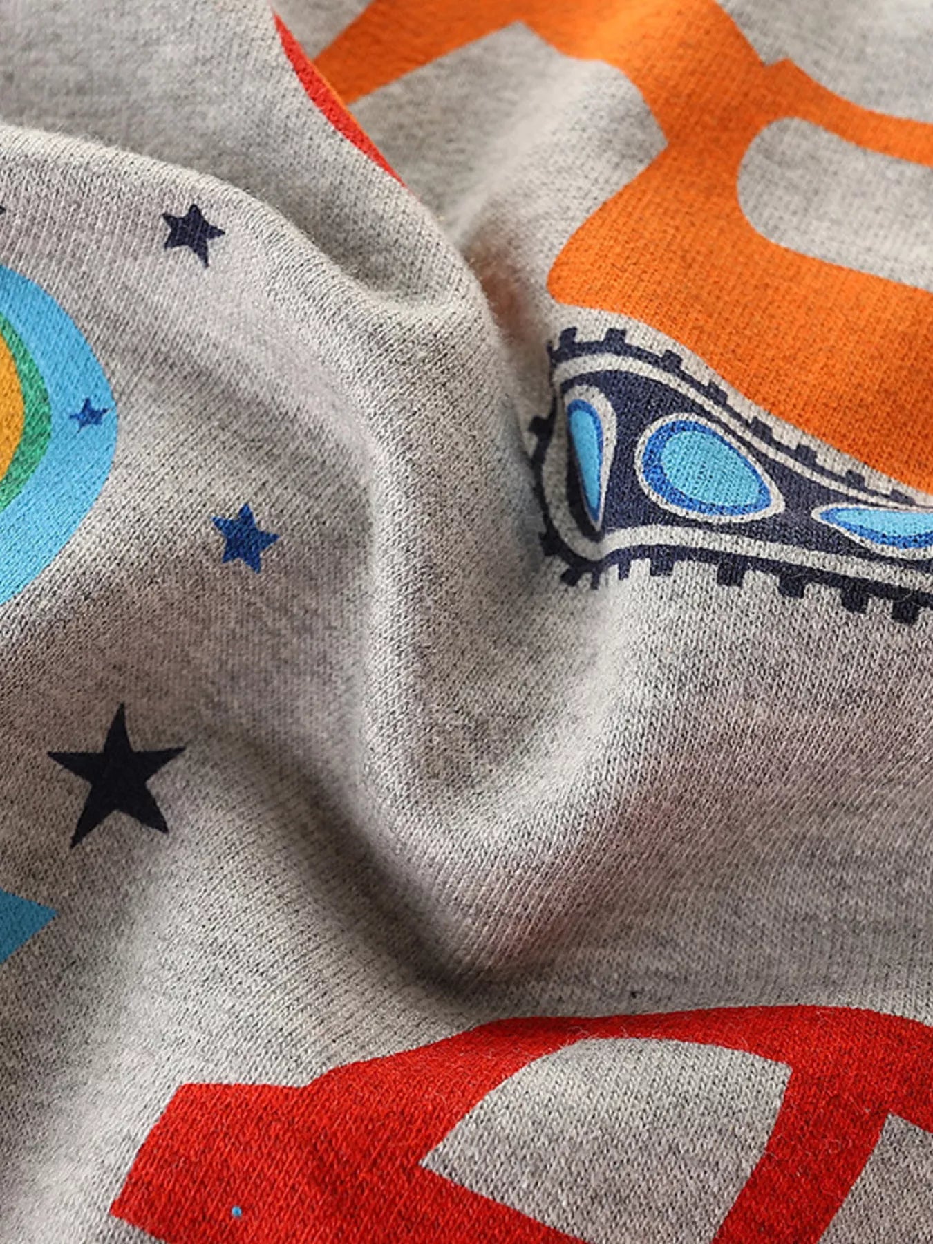 Children's Transportation Print Round Neck Sweatshirt