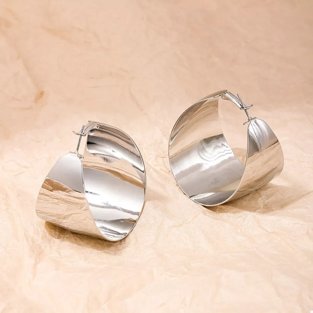 Alloy Wide Hoop Earrings