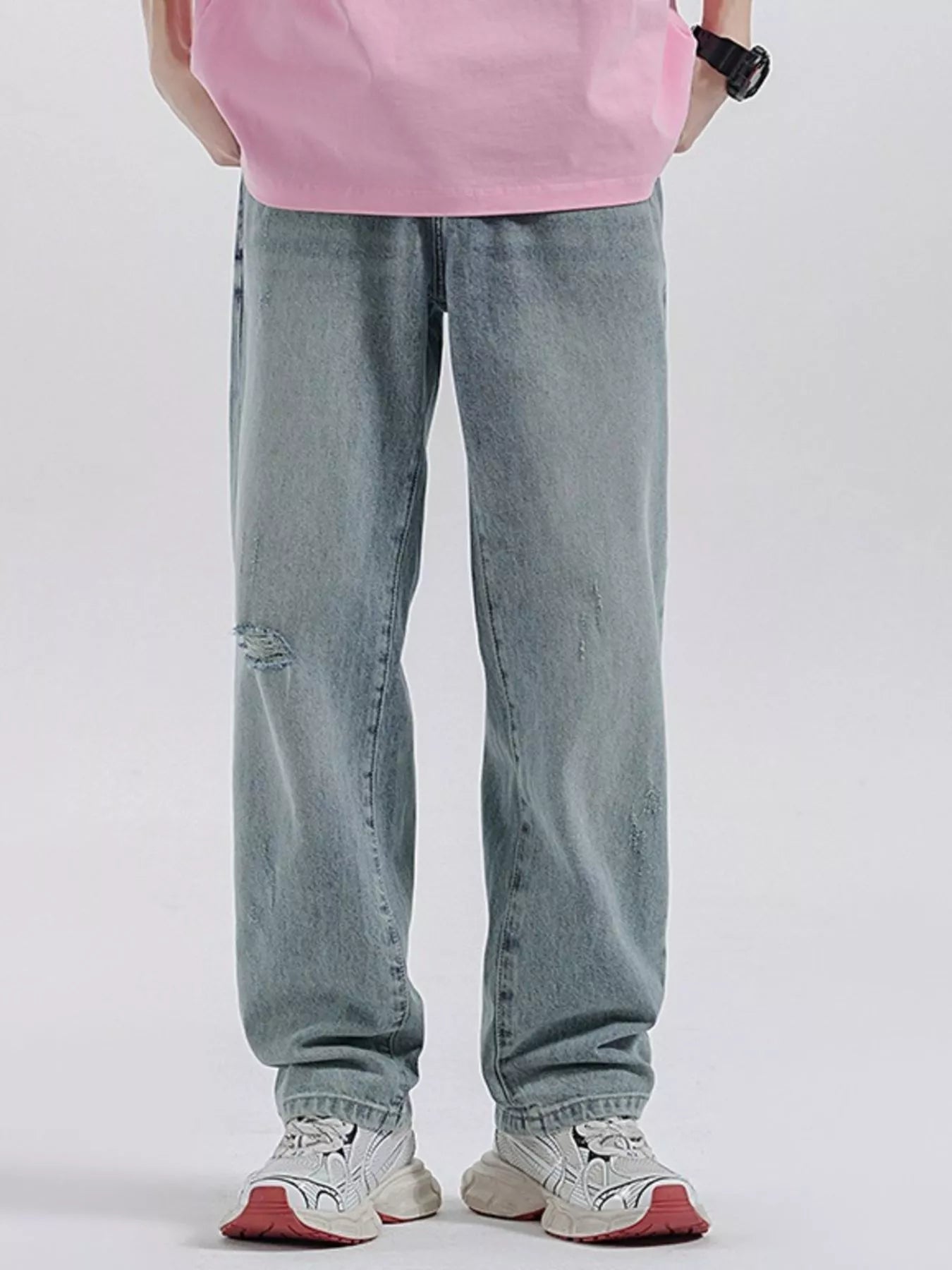 Men's Distressed Wide Leg Jeans