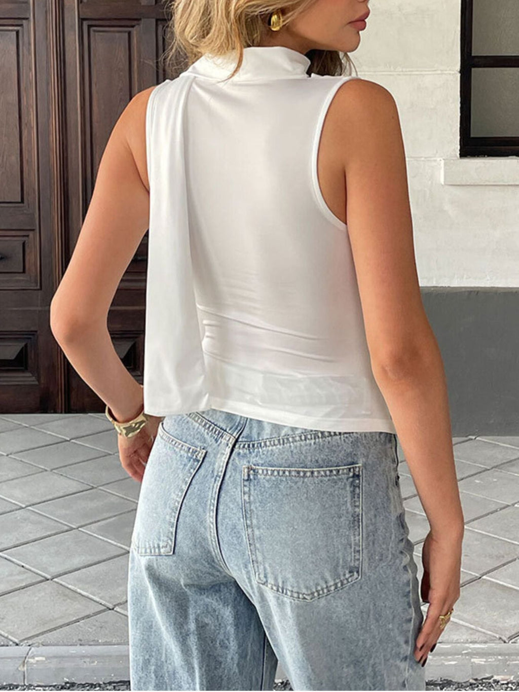 Cowl Neck Ruched Cami