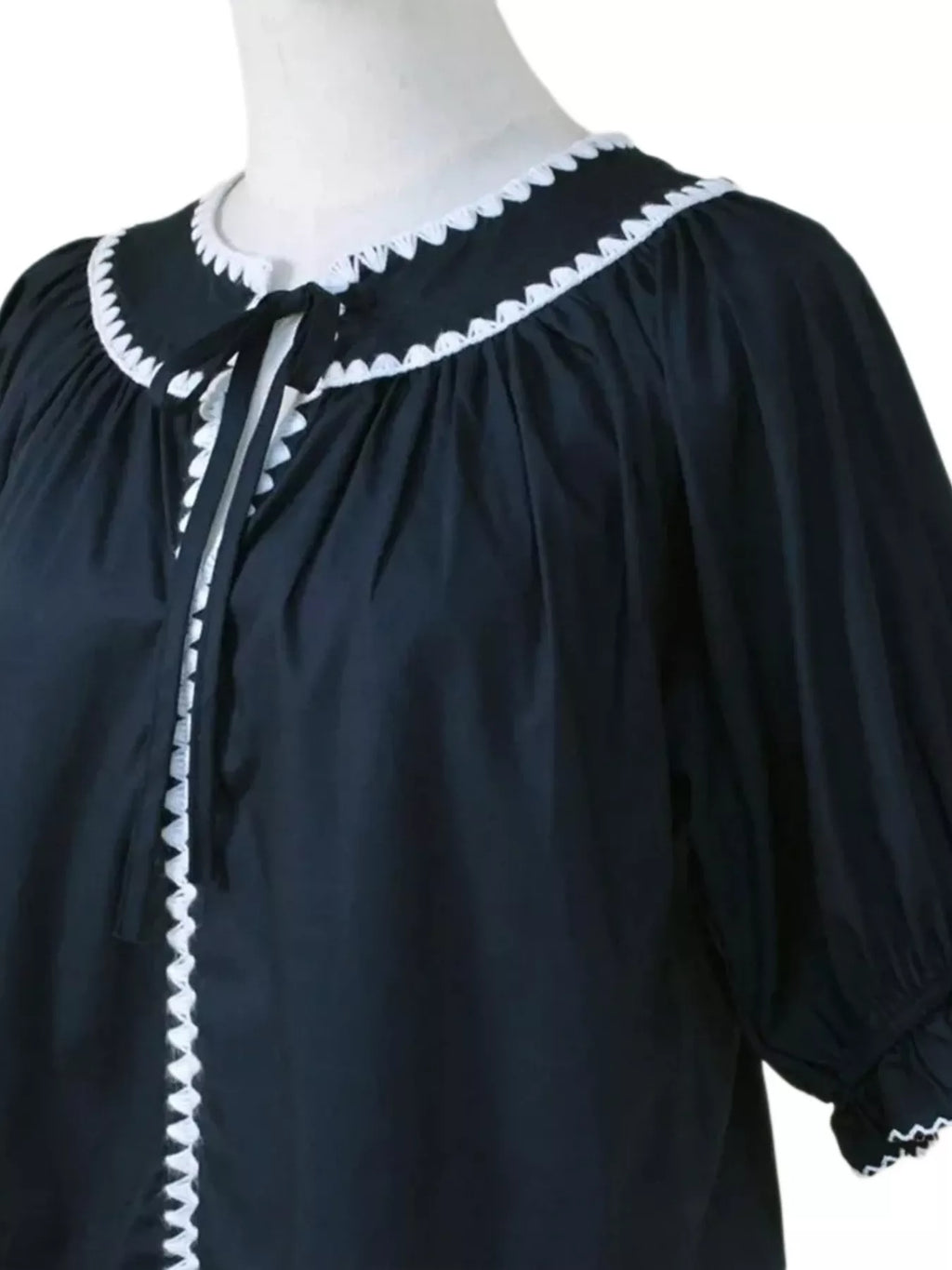 Full Size Tie Neck Short Sleeve Blouse Plus Size