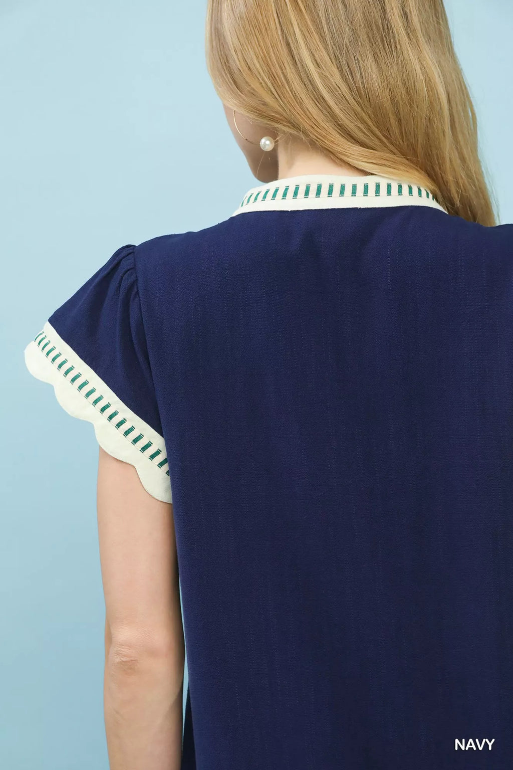 Umgee Contrast Scallop Trim Top