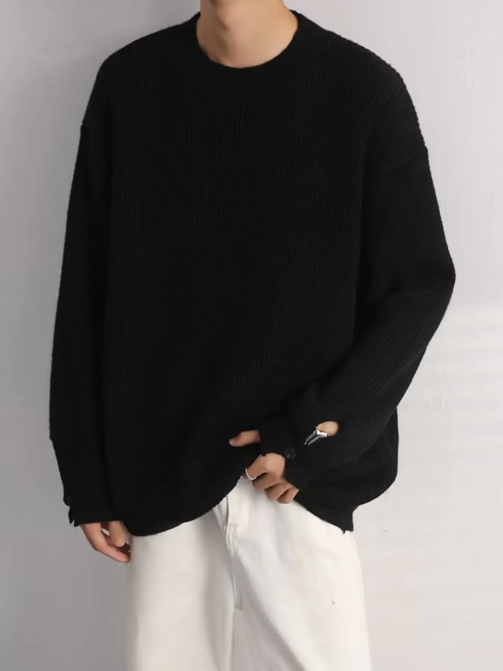 Men's Oversized Ribbed Long Sleeve Sweater