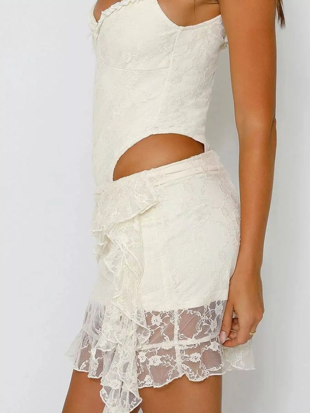 Ruffled Lace Mini Skirt