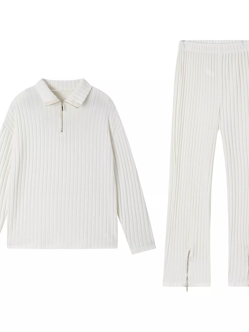 Ribbed Knit Top and Pants Set