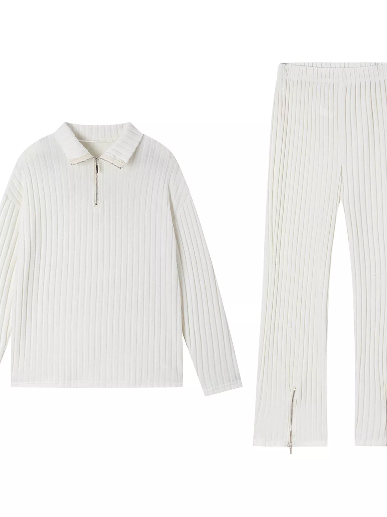 Ribbed Knit Top and Pants Set