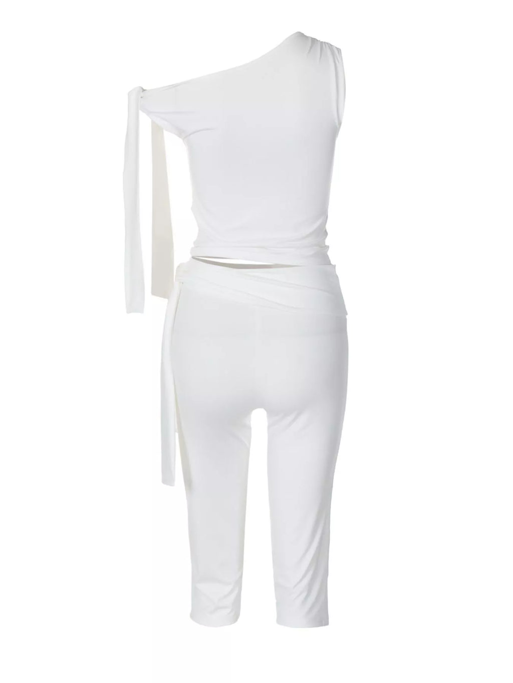 Tied One Shoulder Top and Capris Set