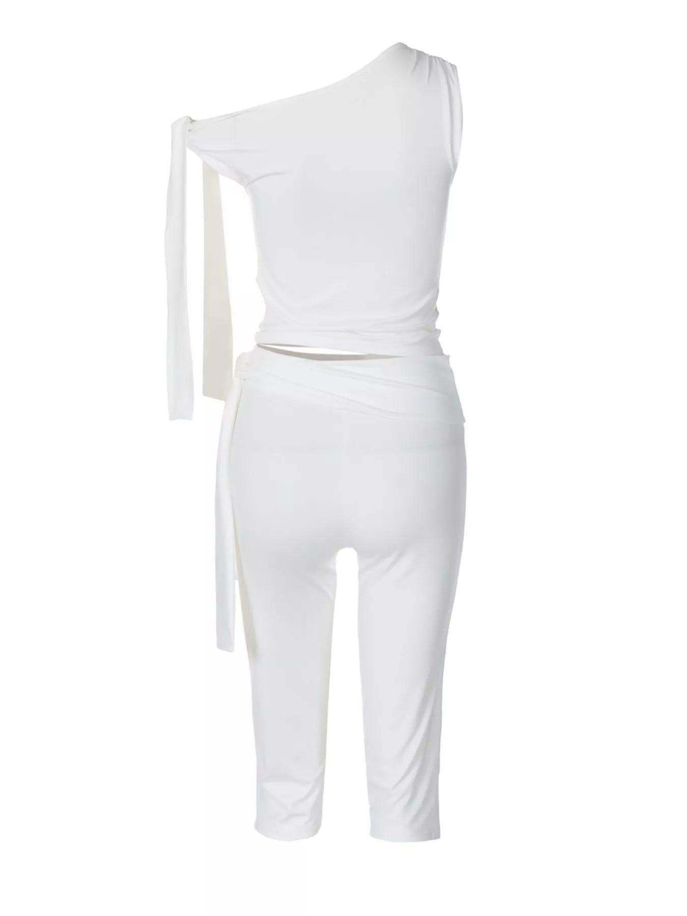 Tied One Shoulder Top and Capris Set