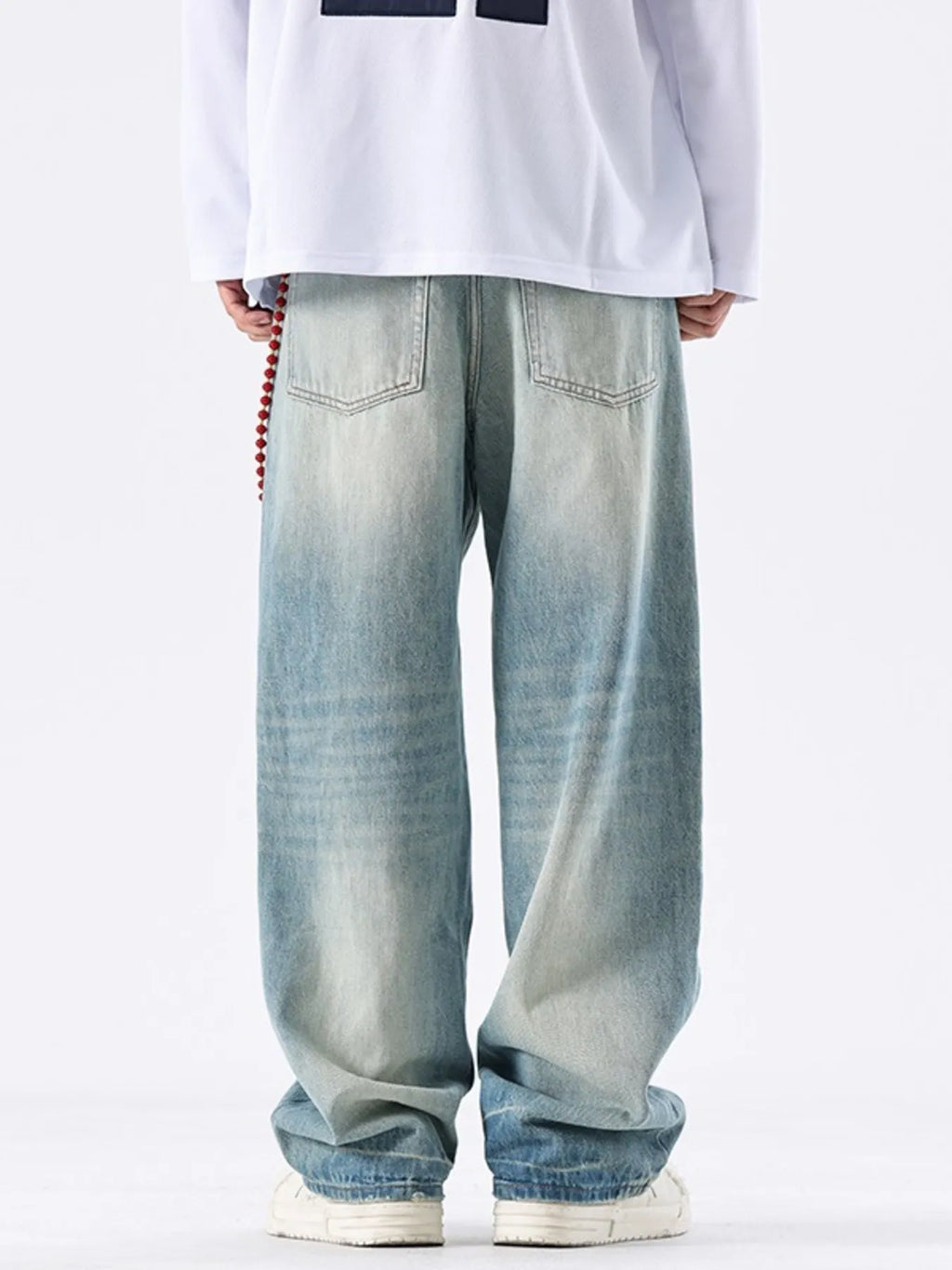 Men's Distressed Wide Leg Jeans