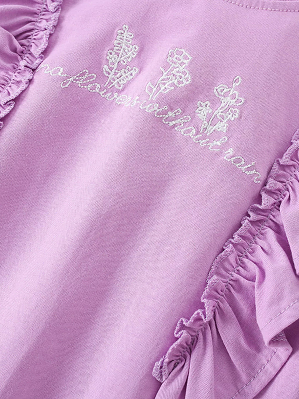 Children's Ruffled Embroidered Round Neck Tee