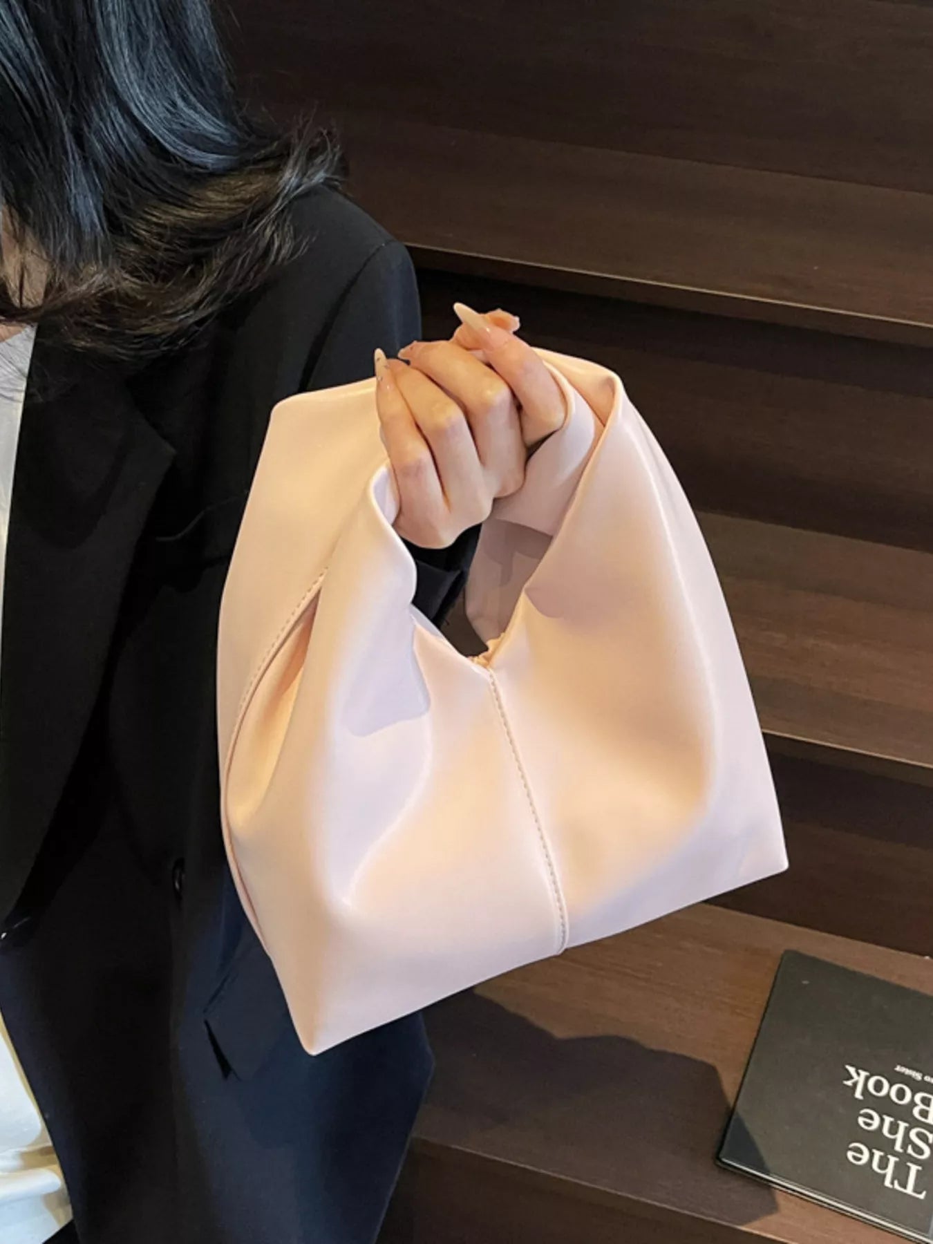 Knot Handle Leather Handbag