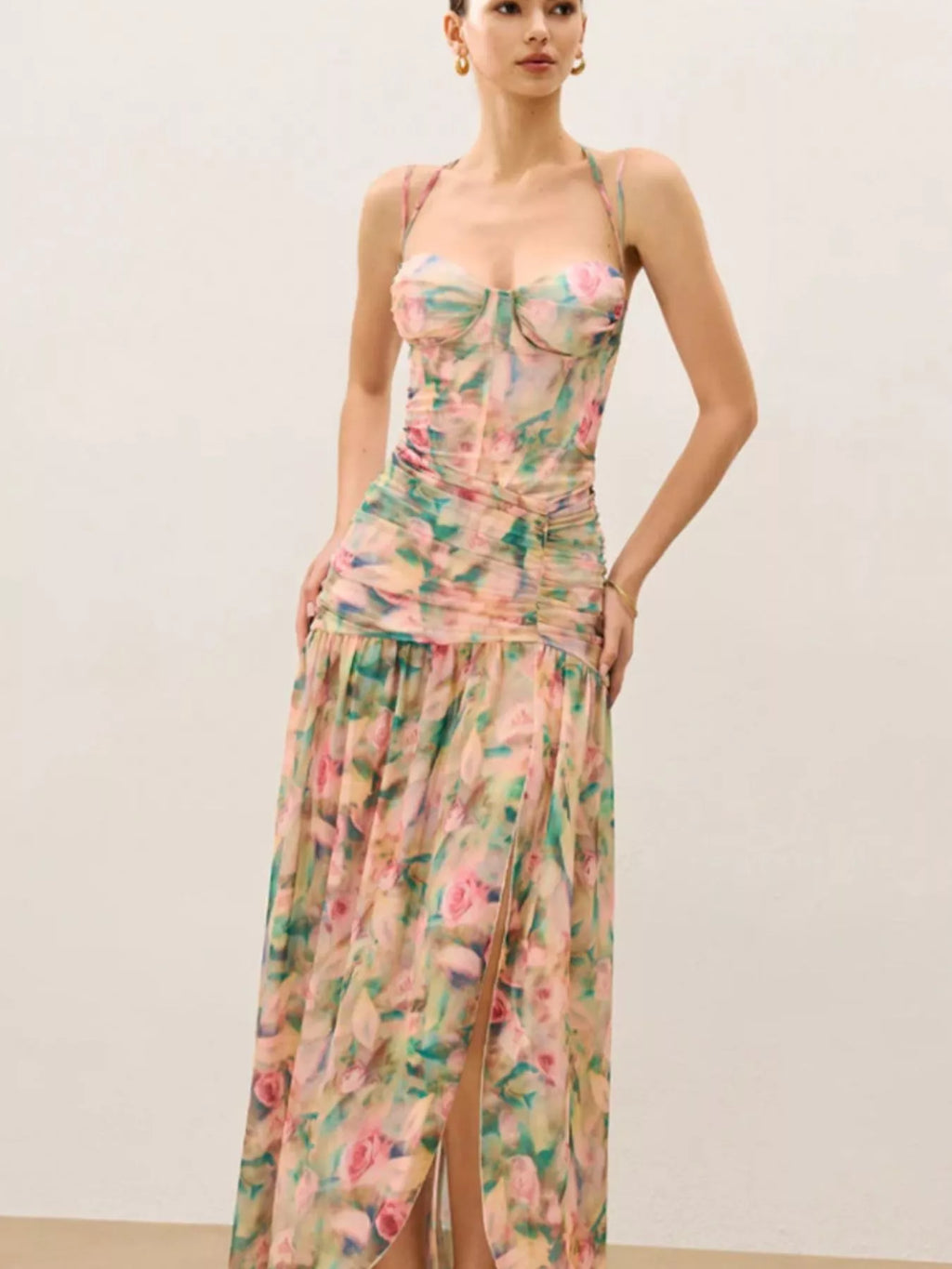 Sweetheart Neck Slit Maxi Dress