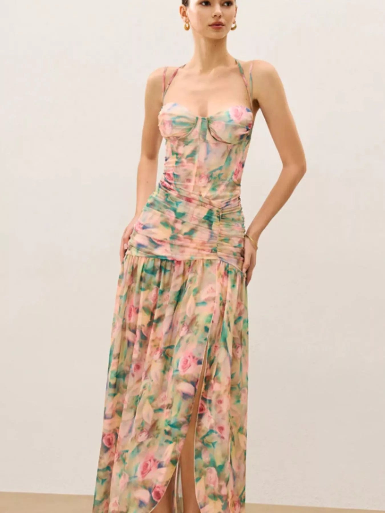Sweetheart Neck Slit Maxi Dress