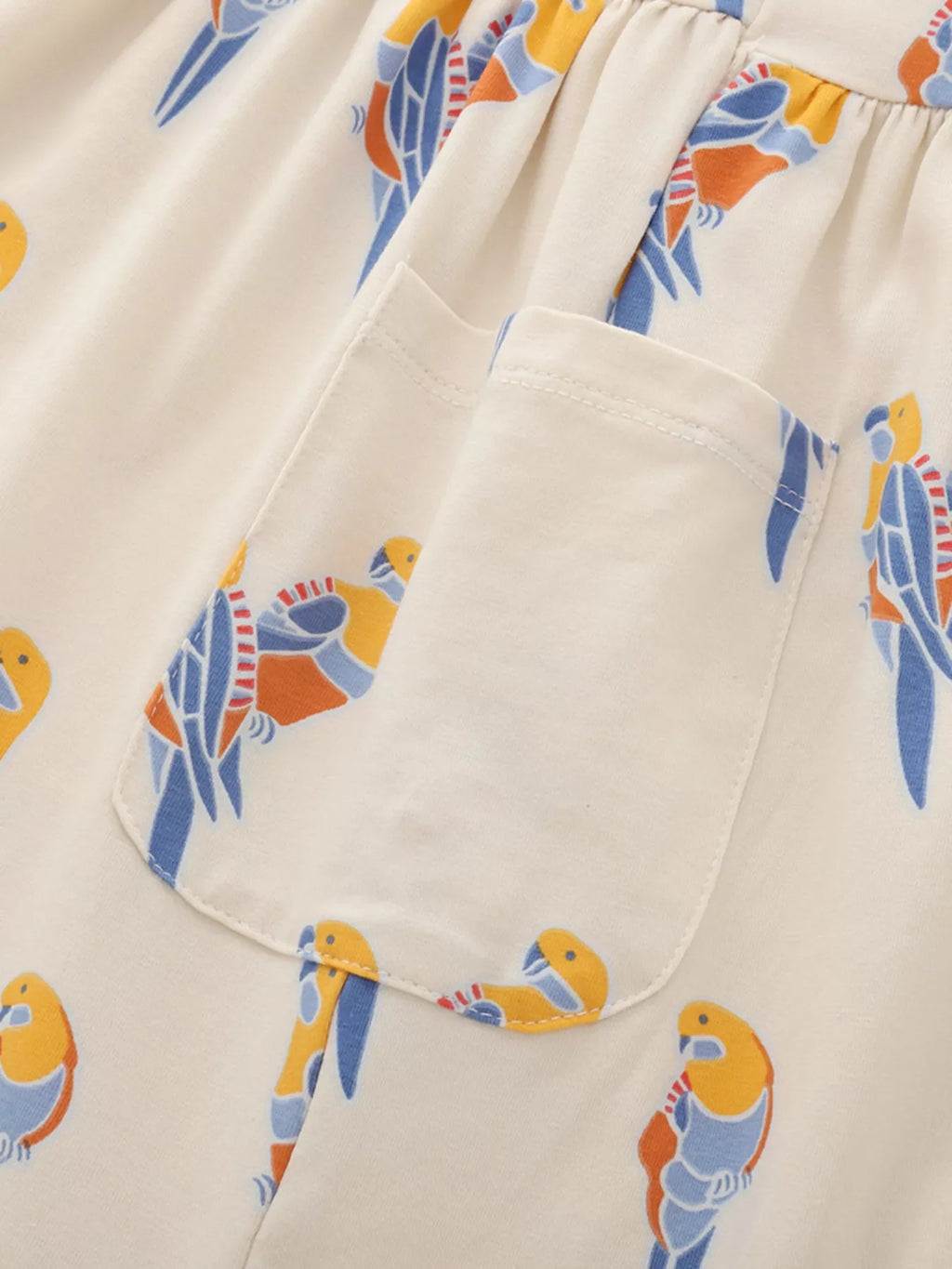 Children's Printed Parrot Button-Front Casual Dress