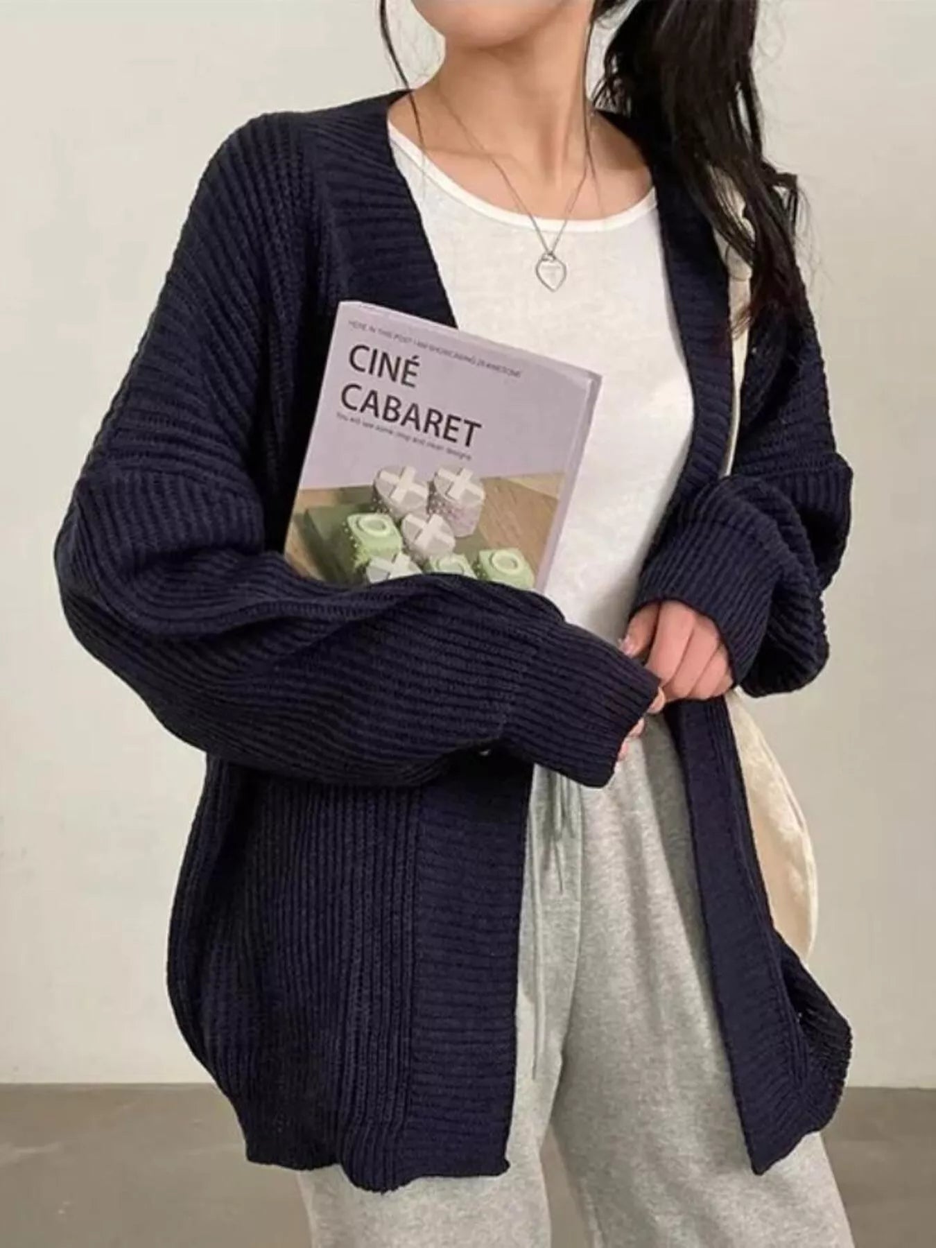 Open Front Oversized Knit Cardigan