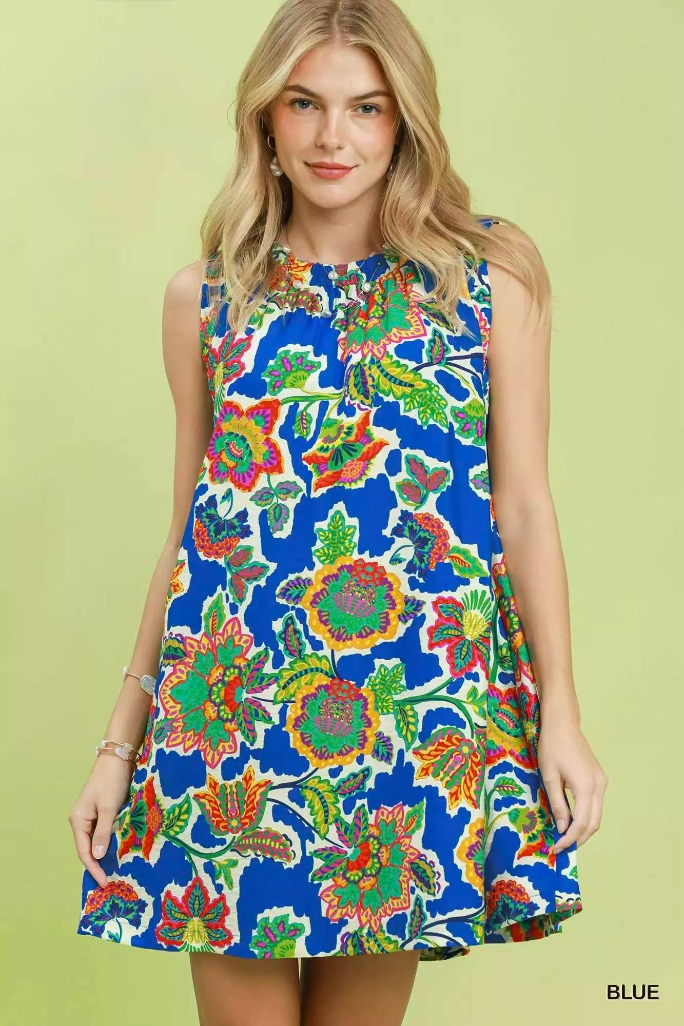 Umgee Abstract Print Sleeveless Shift Dress