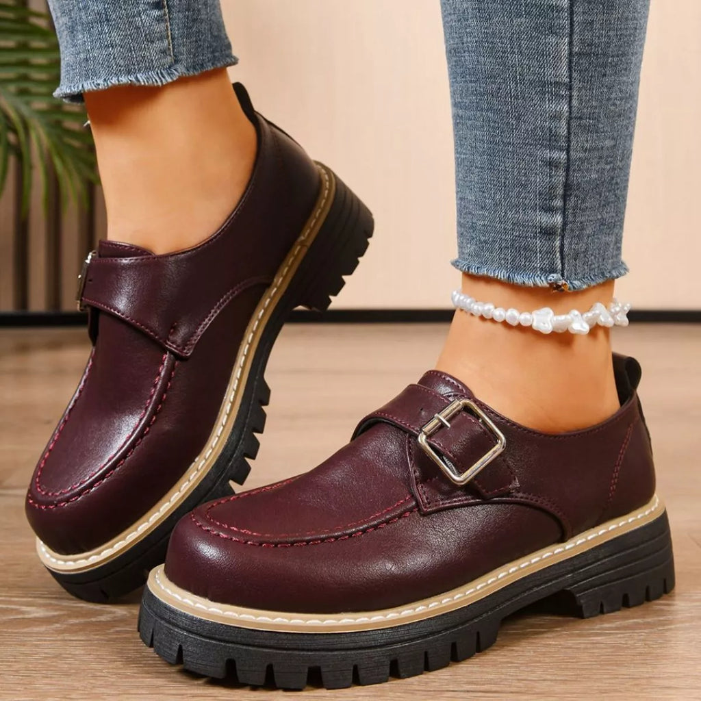 Round Toe Buckle Loafers