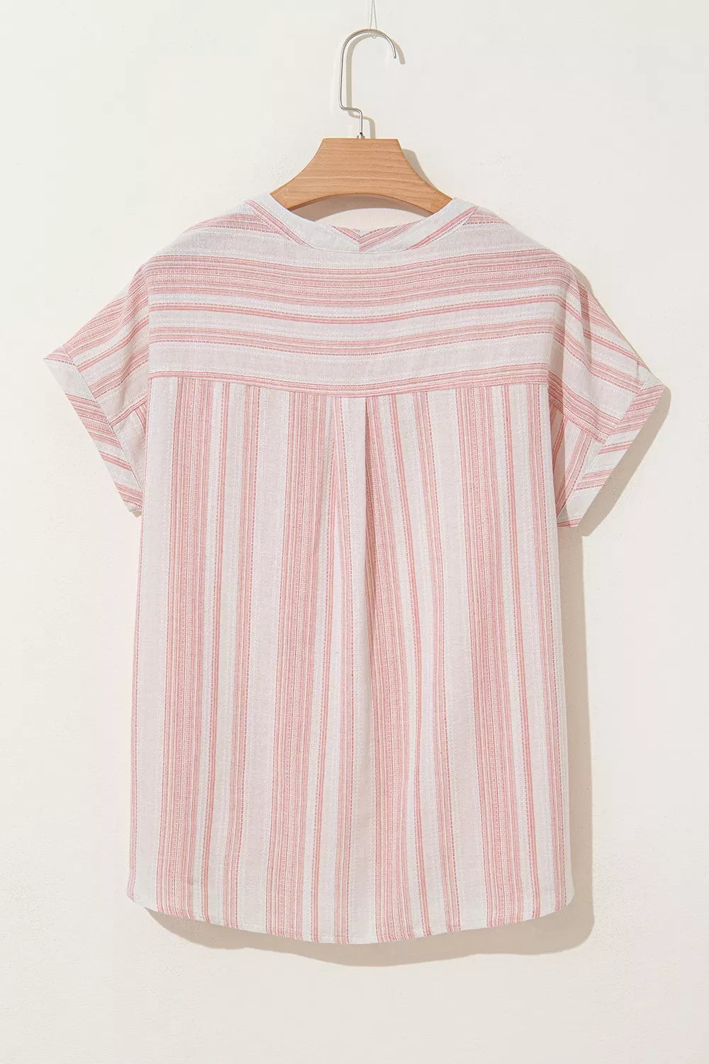 Striped Button Detail Short Sleeve Blouse