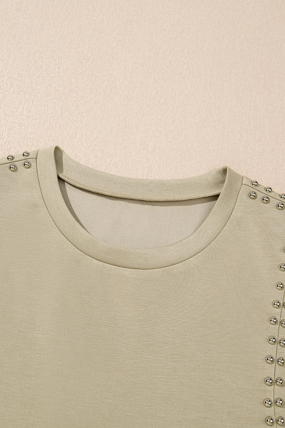 Studded Cap Sleeve Round Neck T Shirt