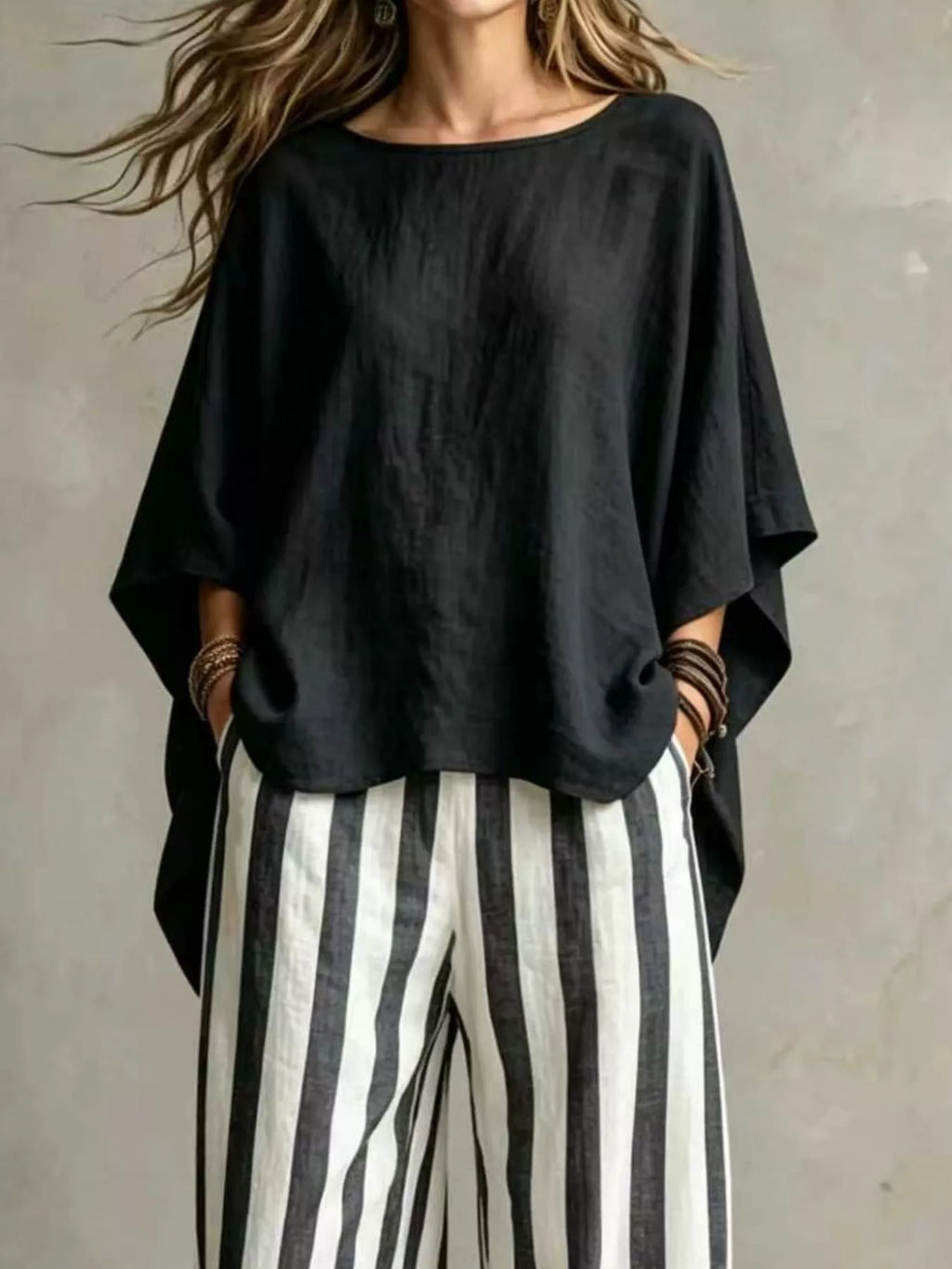 Full Size Solid Color Top and Pants Set Plus Size