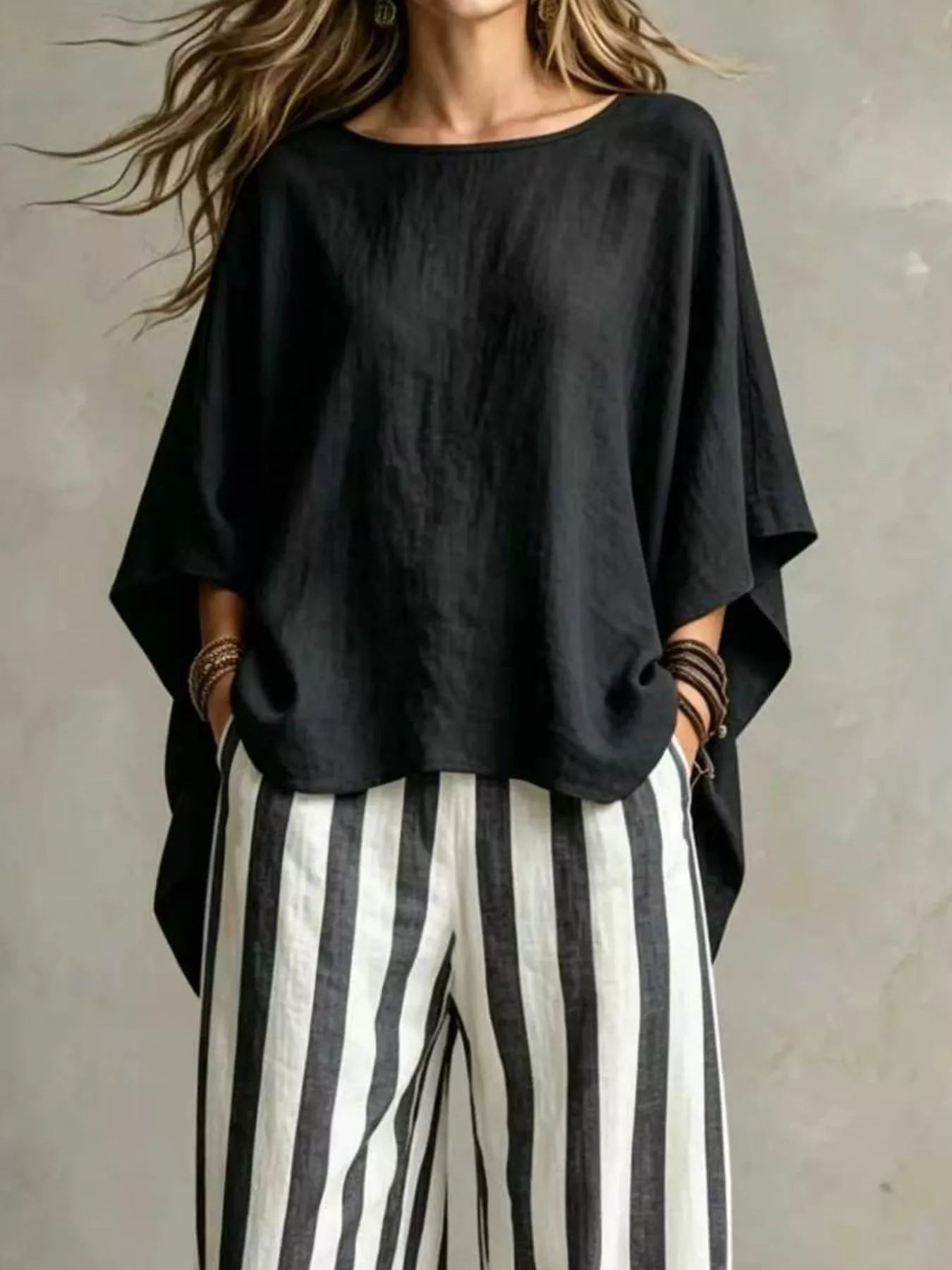 Full Size Solid Color Top and Pants Set Plus Size