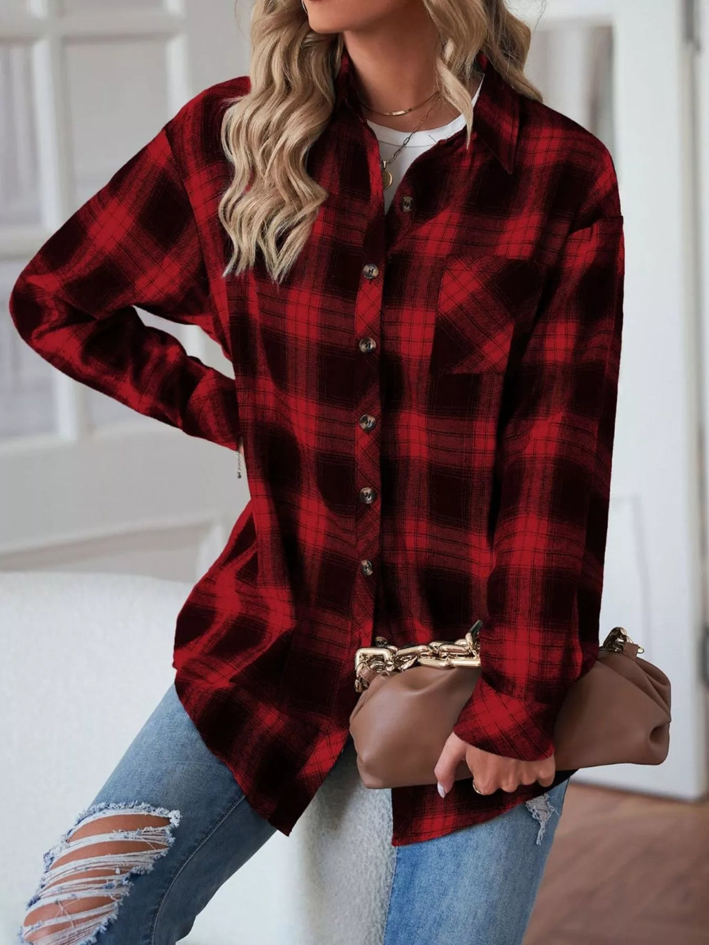 Casual Plaid Button Up Shirt