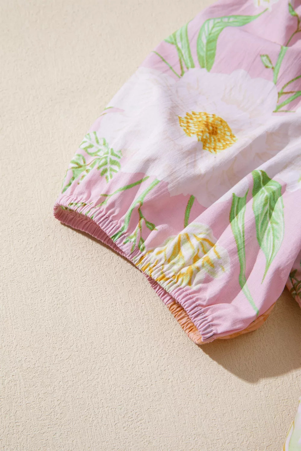 Floral Print Short Puff Sleeve High Waist Tiered Dress